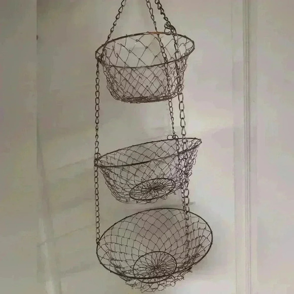 Copper 3  tier fruit hanging basket - Picture 1 of 4